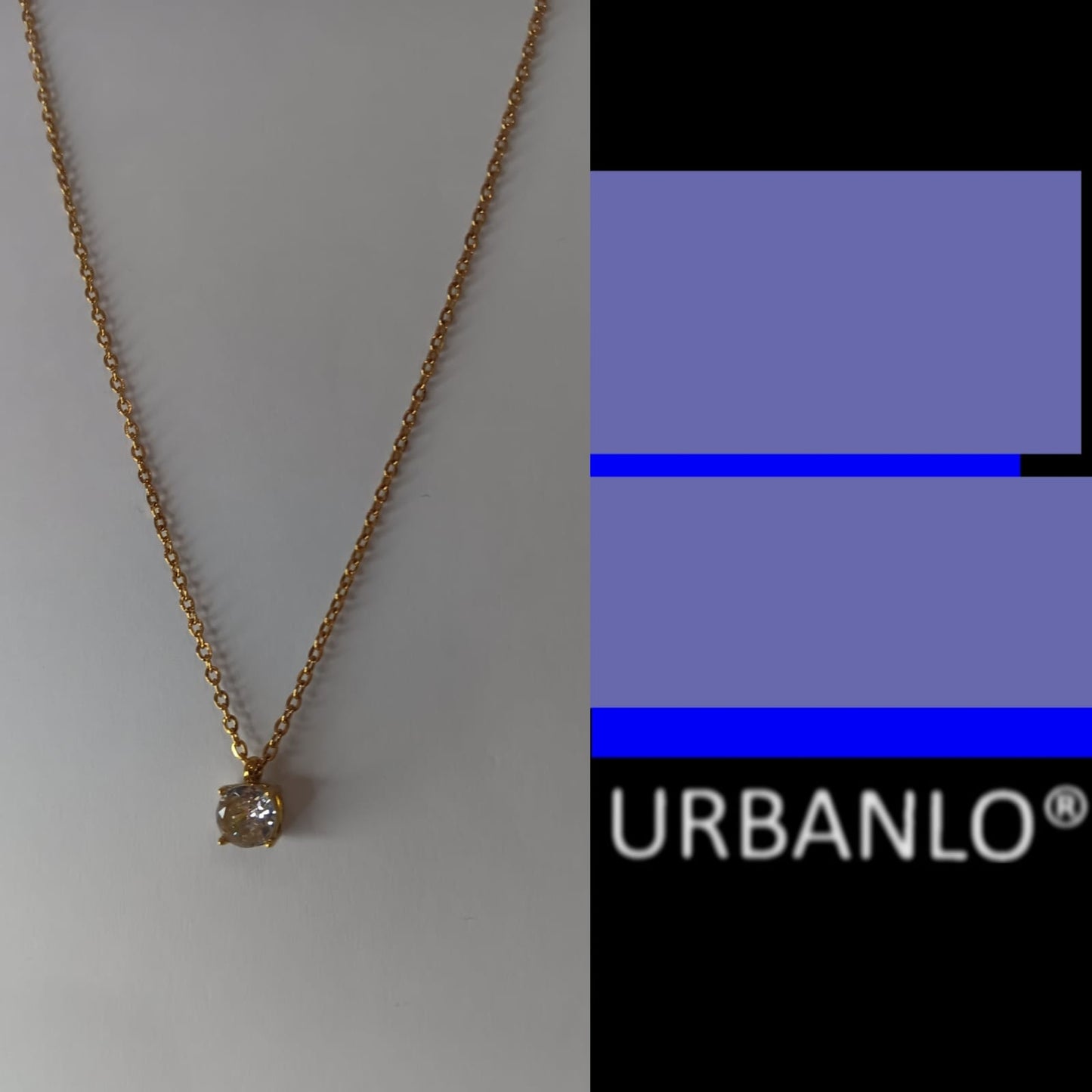 Collana in Acciaio con pendente di strass incastonato