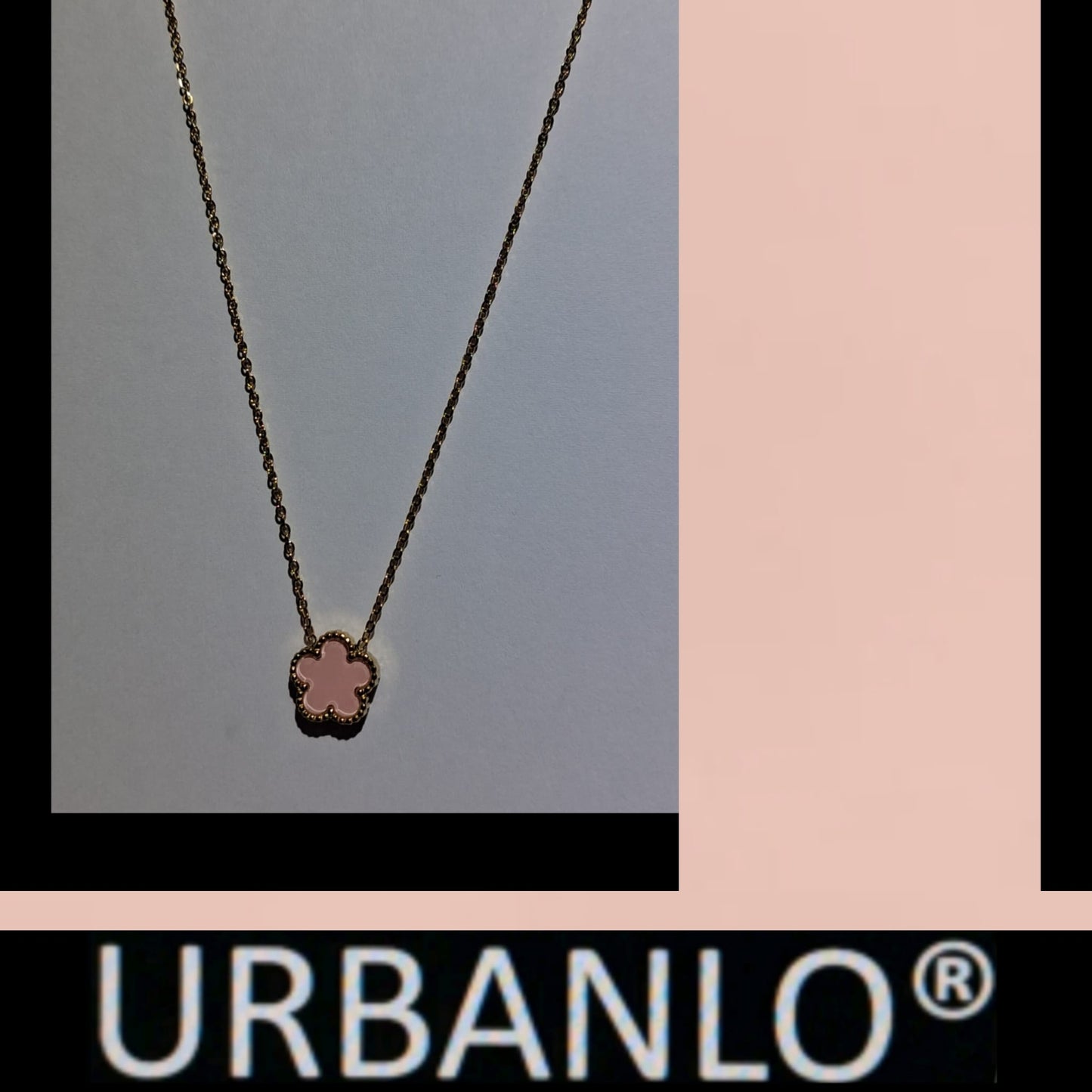 Collana in Acciaio dorato con pendente rosa a forma simile ad una margherita