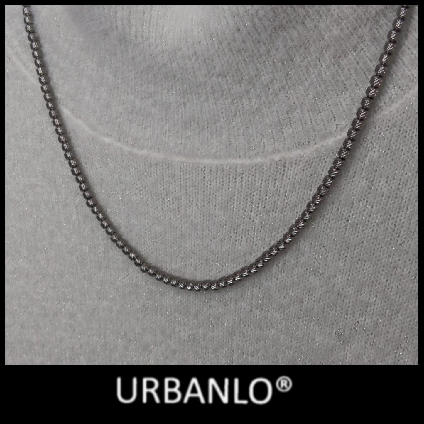 Collana in Acciaio dorato perline striate