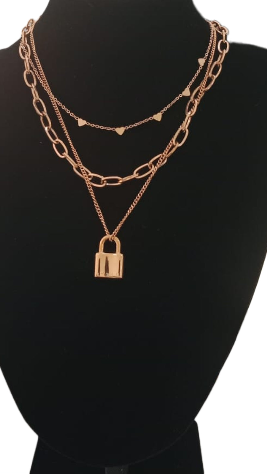 Collana in Acciaio platino con lucchetto