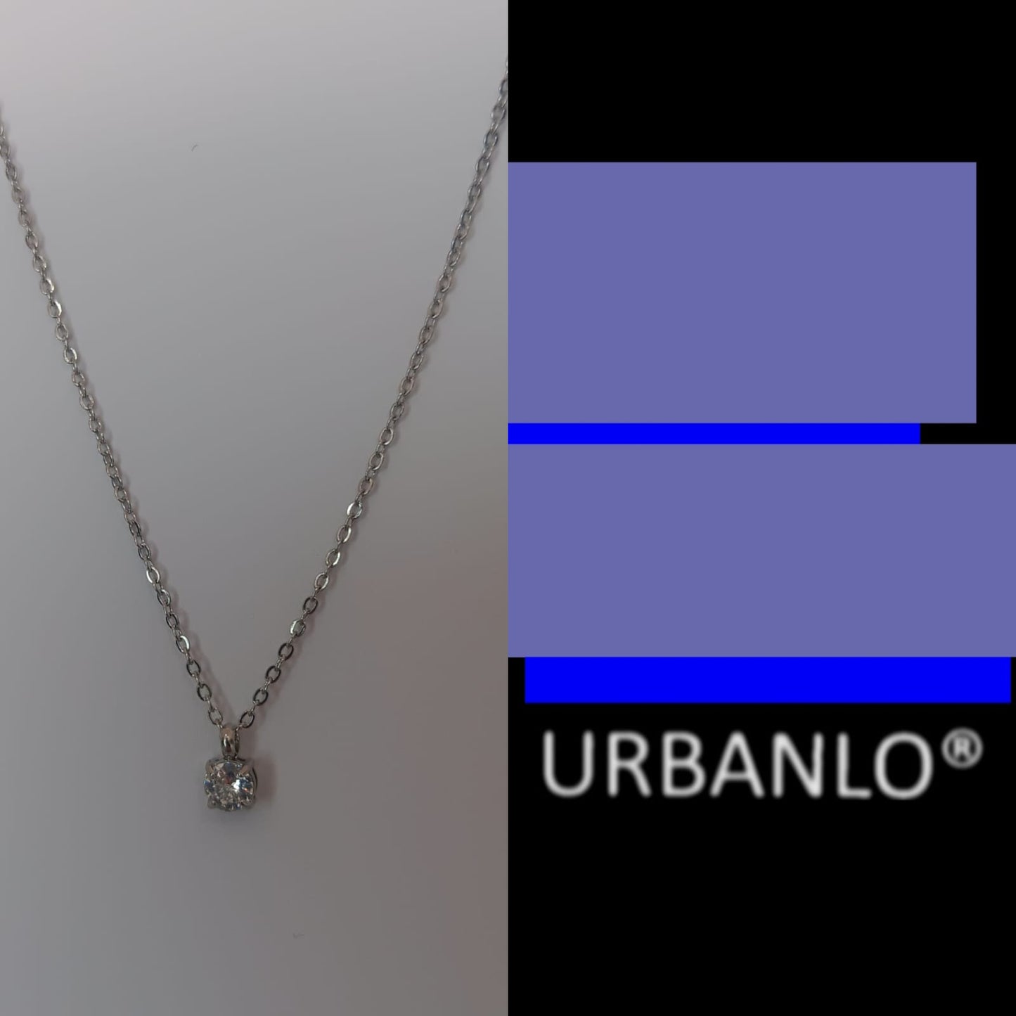 Collana in Acciaio con pendente di strass incastonato