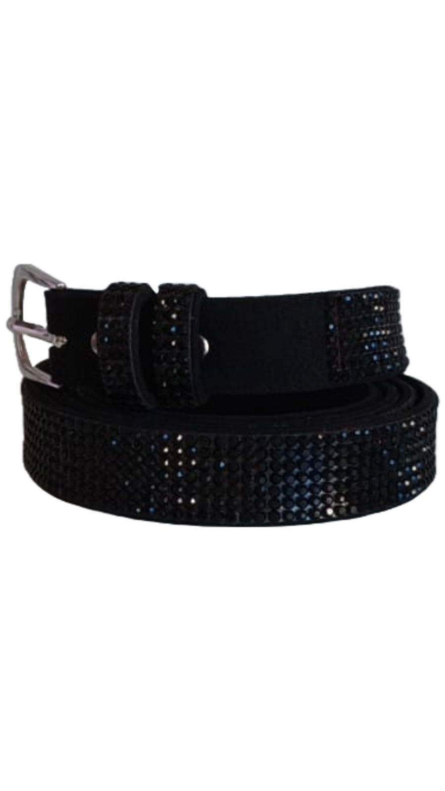 Cinta media strass fibbia color argento nera