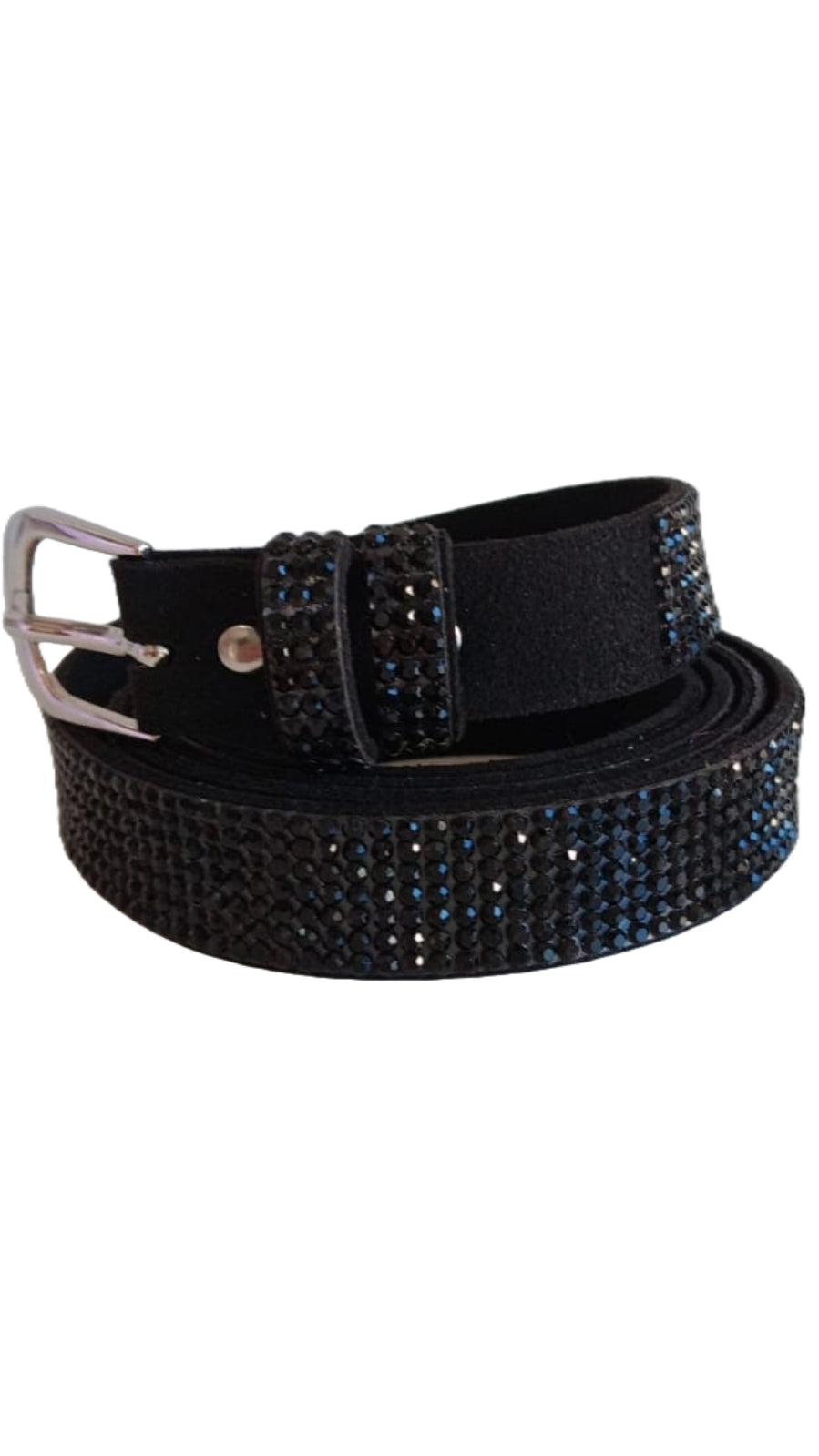 Cinta media strass fibbia color argento nera