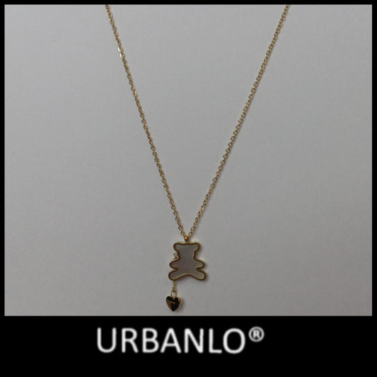 Collana in Acciaio dorato pendente orsetto