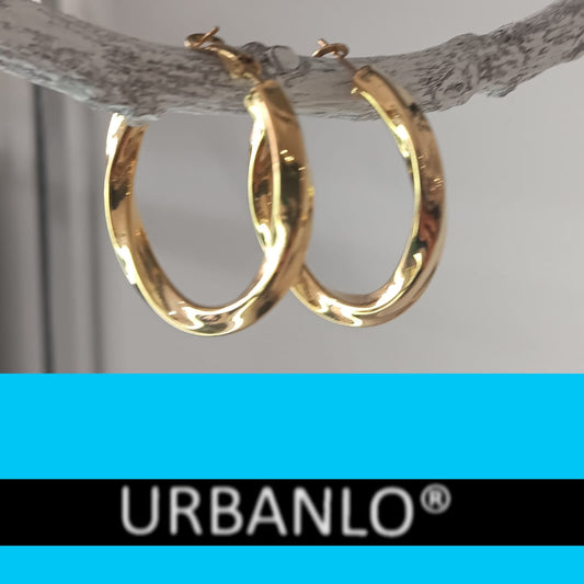 Orecchini in Acciaio dorato ondulati