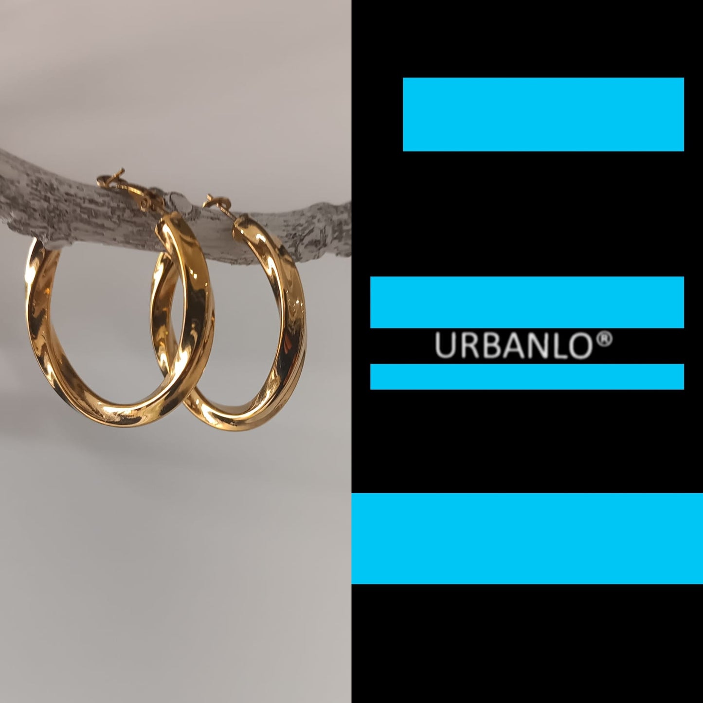 Orecchini in Acciaio dorato ondulati