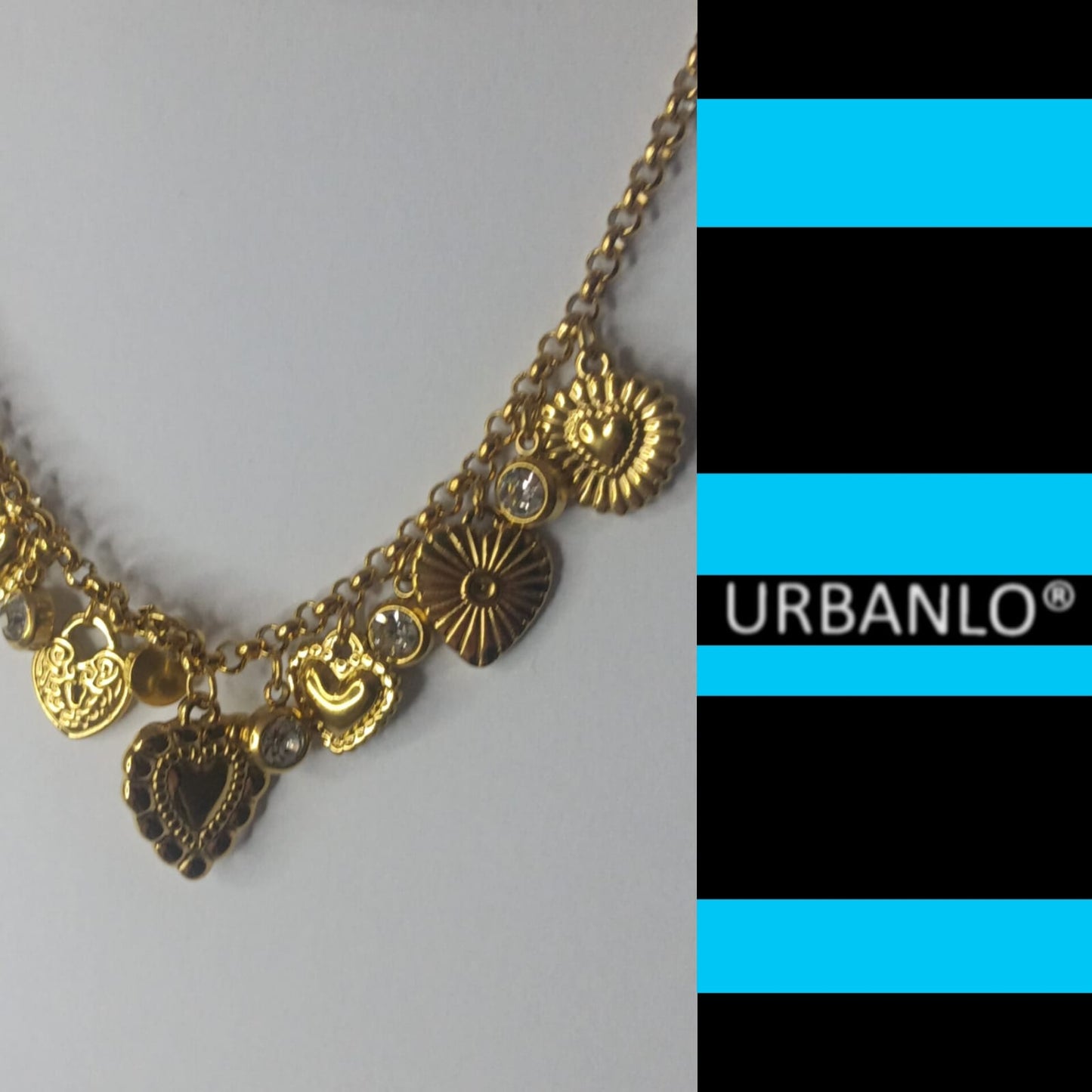 Bracciale in Acciaio  con cuori e pietre