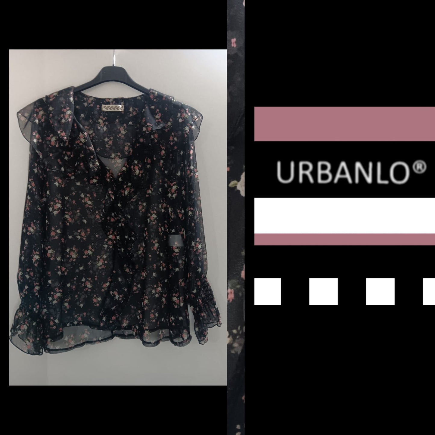 Maglia trasparente a fiorellini base nera