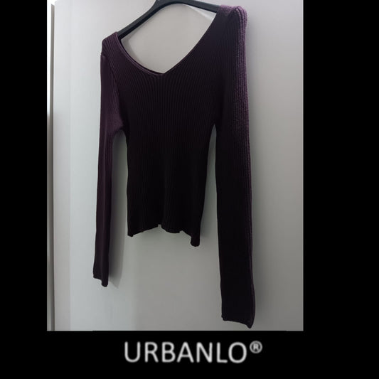 Maglia elasticizzata a punta bordeaux tessuto strie'