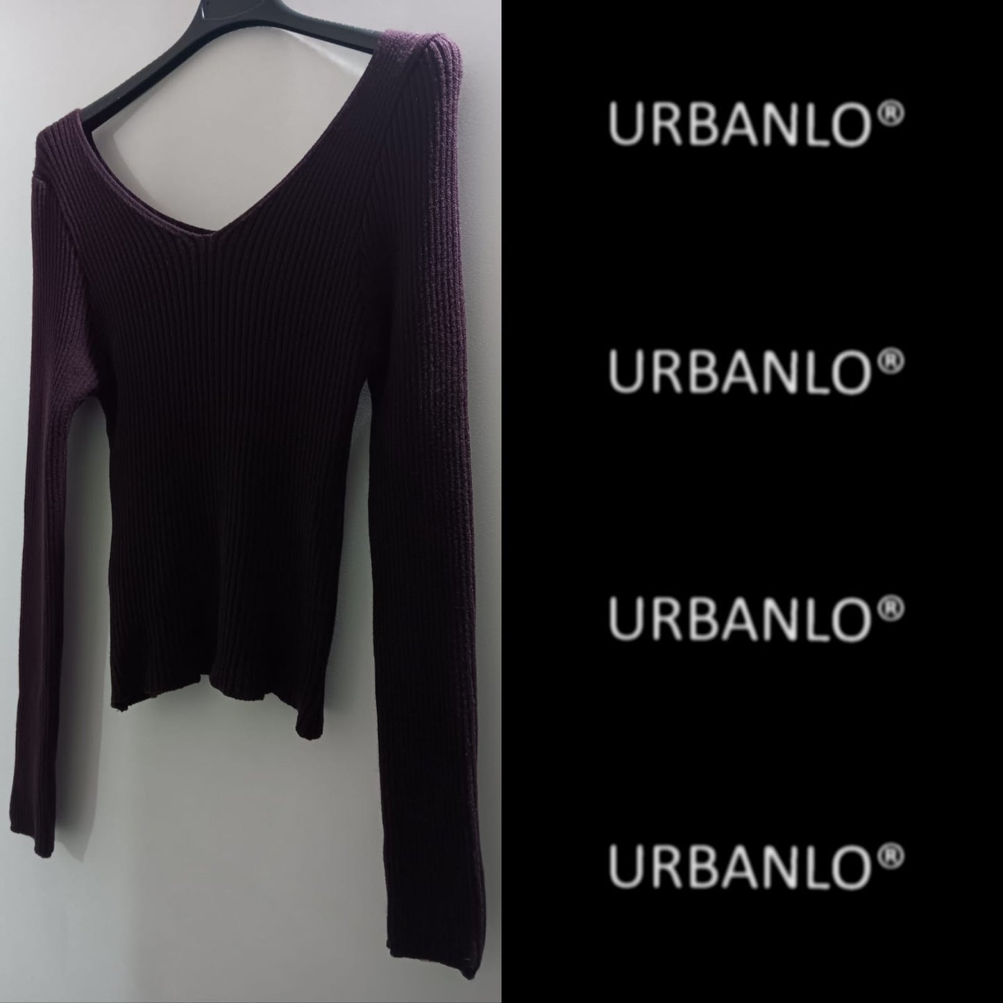Maglia elasticizzata a punta bordeaux tessuto strie'