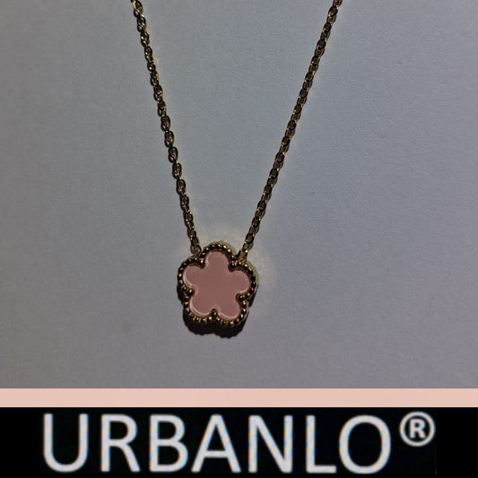 Collana in Acciaio dorato con pendente rosa a forma simile ad una margherita