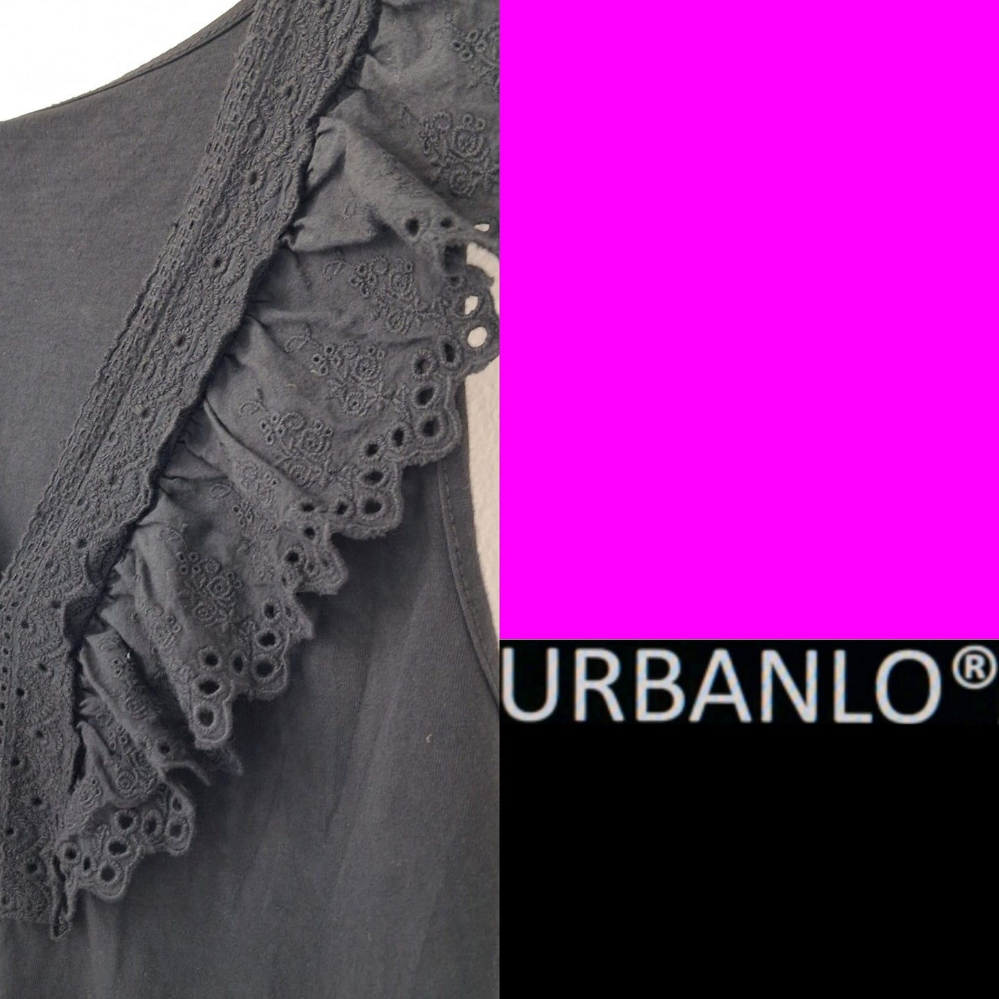 Maglia a punta in cotone ricamata nera