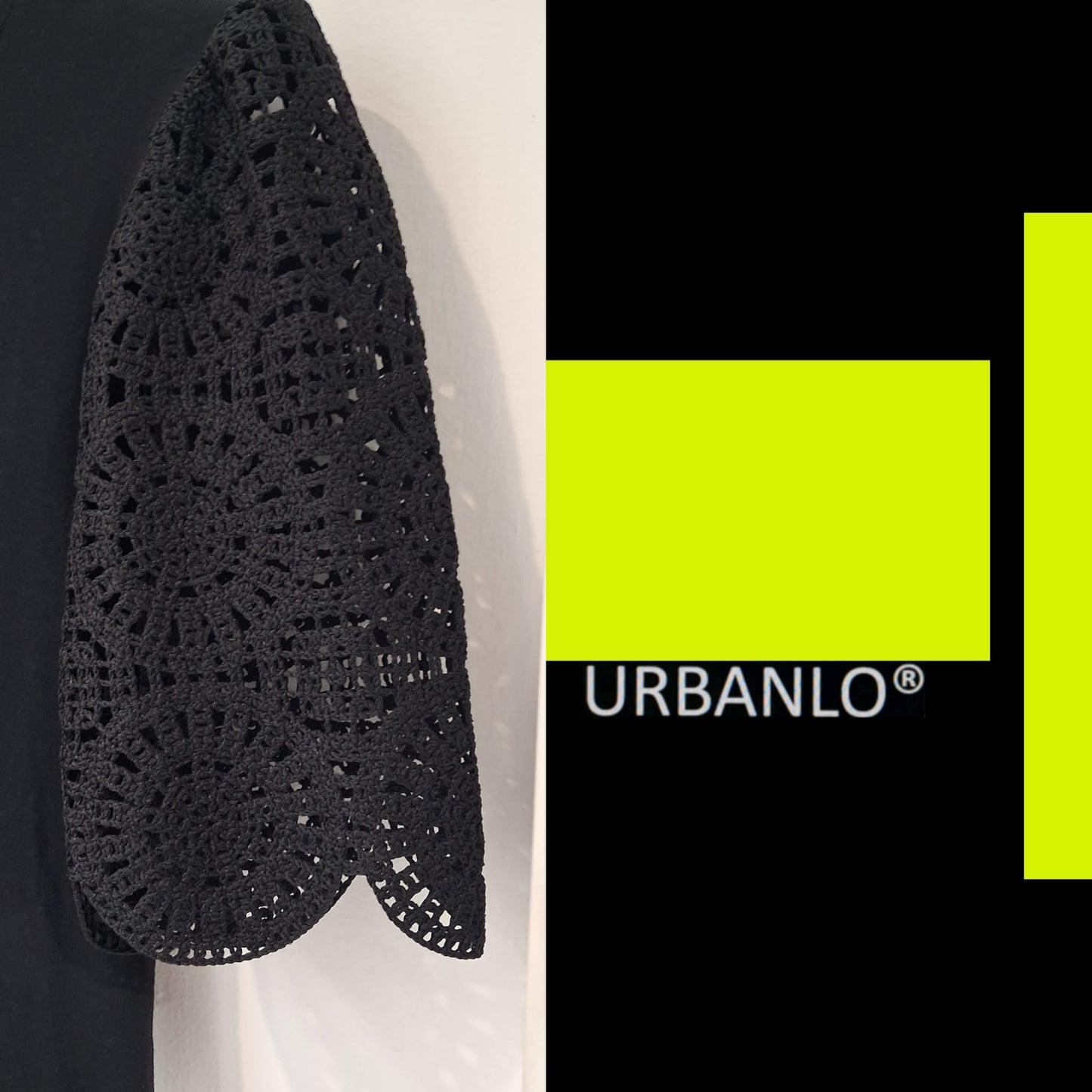 Maglia in cotone nera manica ricamata