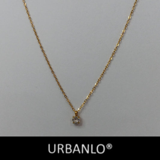 Collana in Acciaio con pendente di strass incastonato