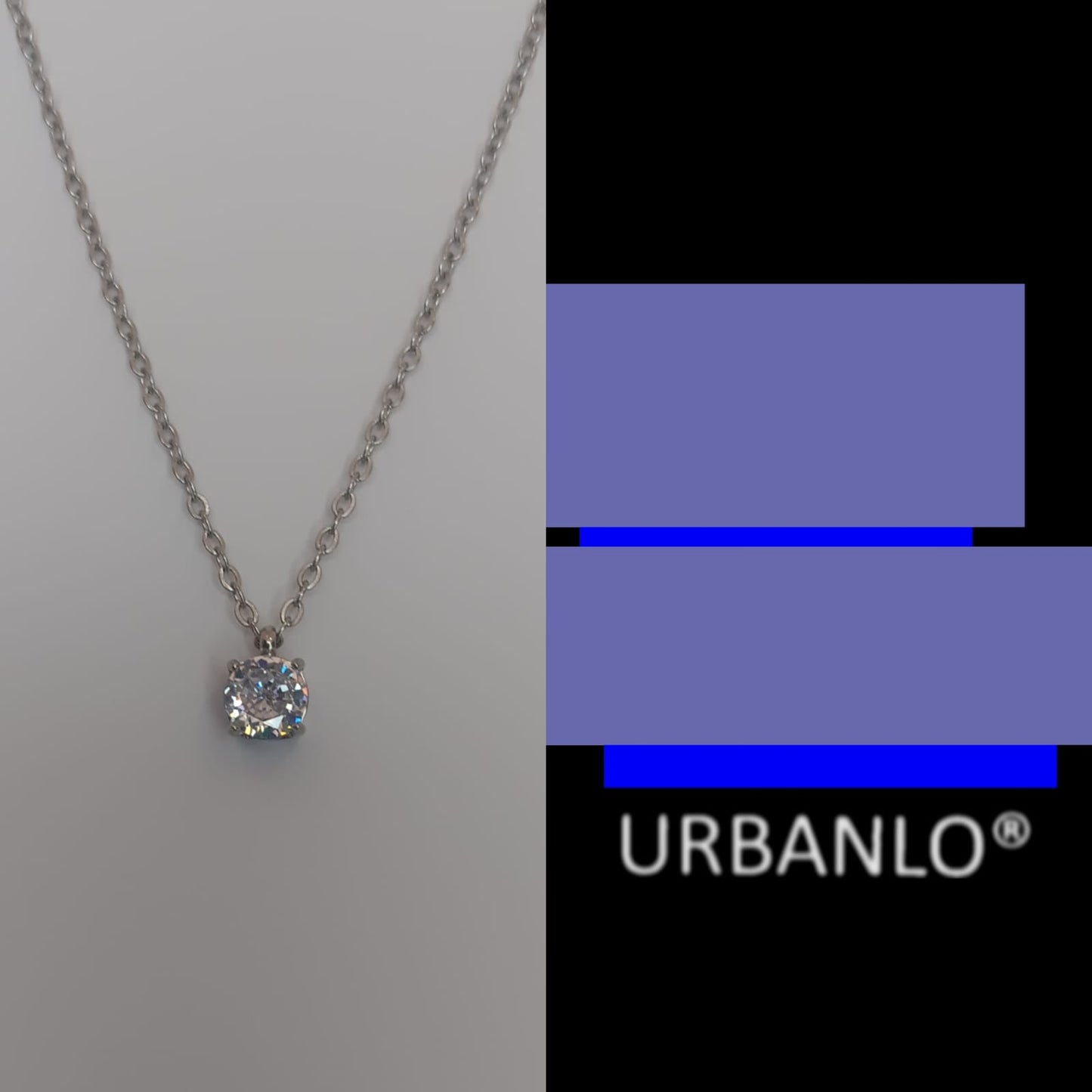 Collana in Acciaio con pendente di strass incastonato