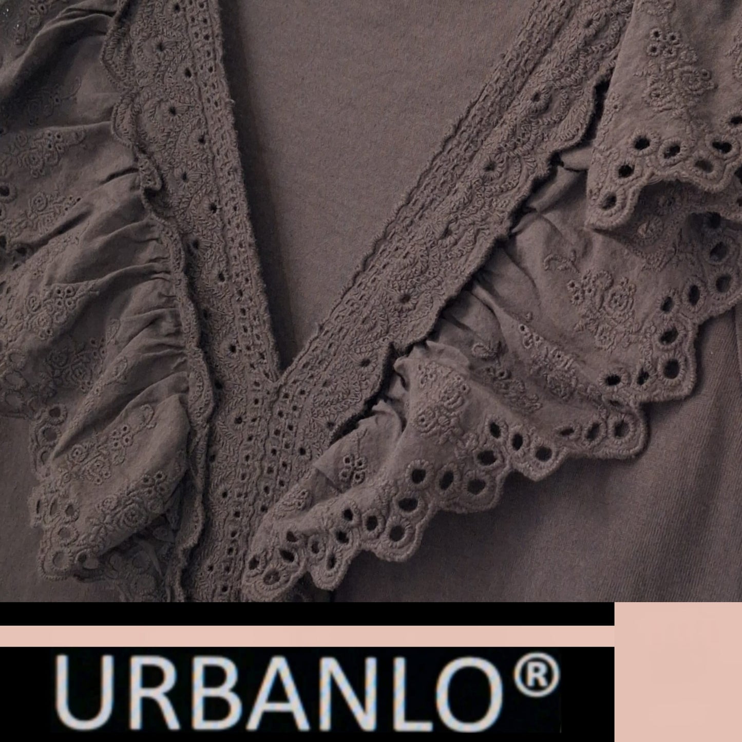 Maglia a punta in cotone ricamata nera